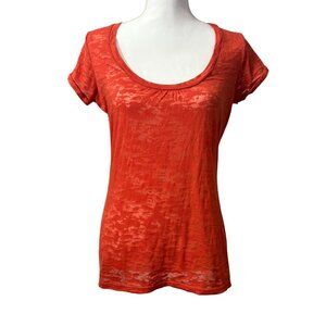 Burnout Orange Short Sleeve Bold Scoop Neck Casual Tee By Maurices Womens Size L